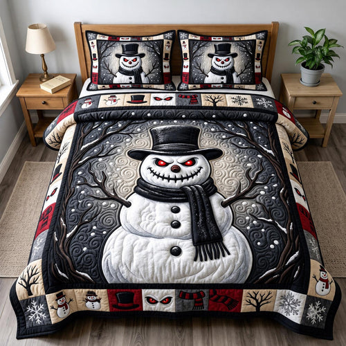 Gothmas Snowman 3-Piece Quilted Bedding Set GFTONMU2208