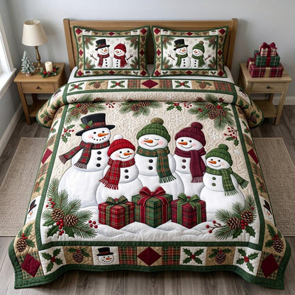 Christmas Snowman 3-Piece Quilted Bedding Set GFTONMU2246