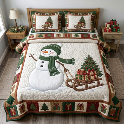 Christmas Snowman 3-Piece Quilted Bedding Set GFTONMU2248