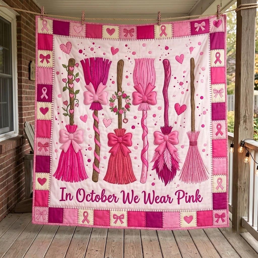 In October We Wear Pink Quilted Blanket GFTONMU2276