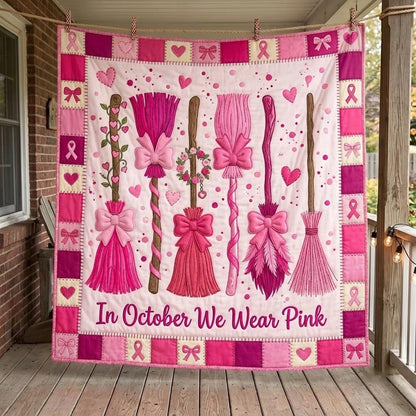 In October We Wear Pink Quilted Blanket GFTONMU2276