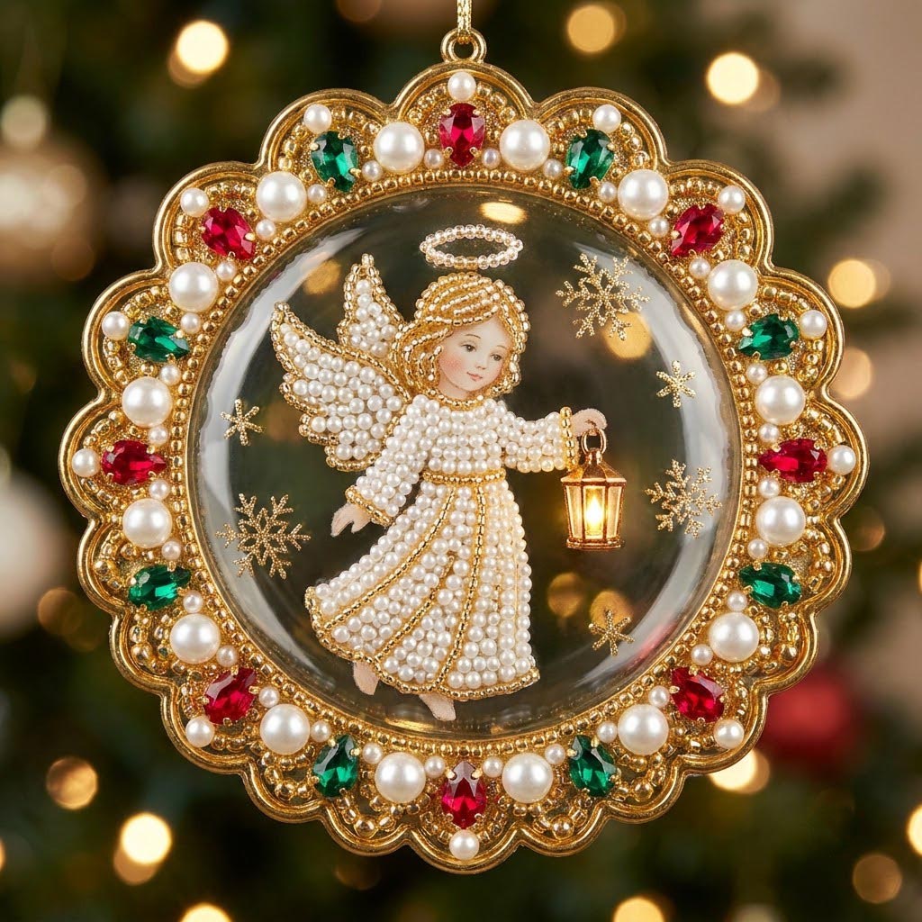 Sparkle Angel Christmas Mica Ornament