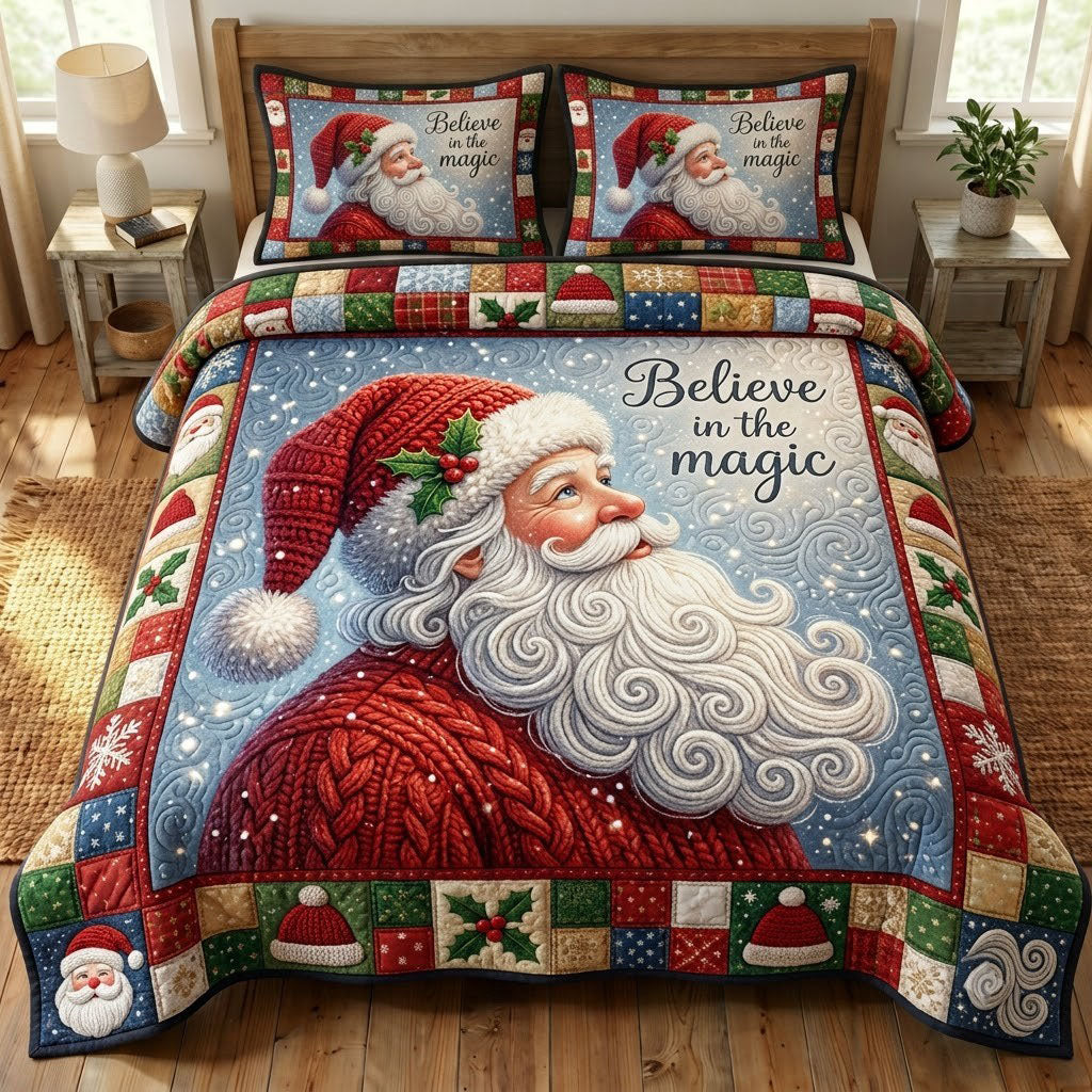 Santa Claus 3-Piece Quilted Bedding Set GFTONMU2299