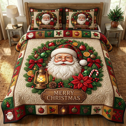 Santa Claus 3-Piece Quilted Bedding Set GFTONMU2300