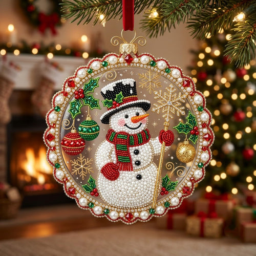 Christmas Snowman Christmas Mica Ornament