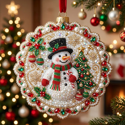 Christmas Snowman Christmas Mica Ornament