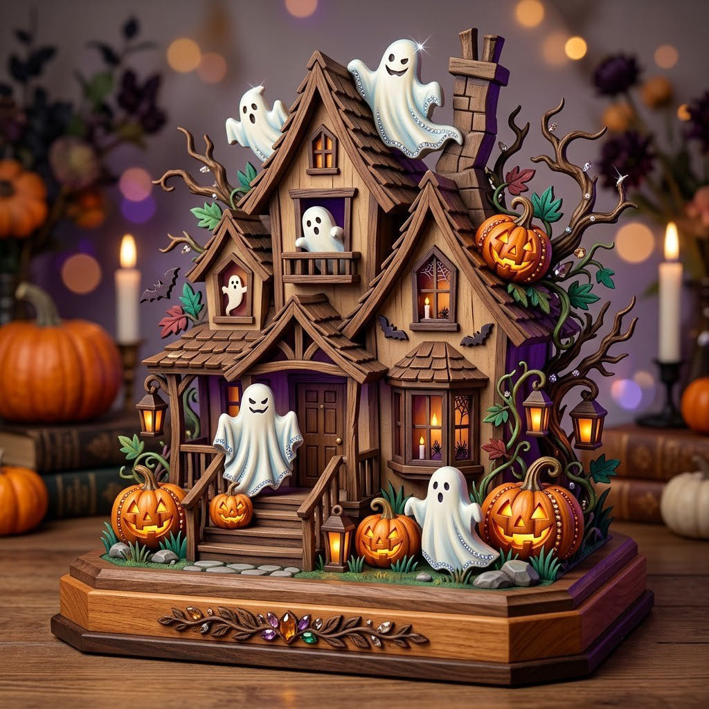 Haunted Halloween Wooden Block 3-Layers GFTONMU2332