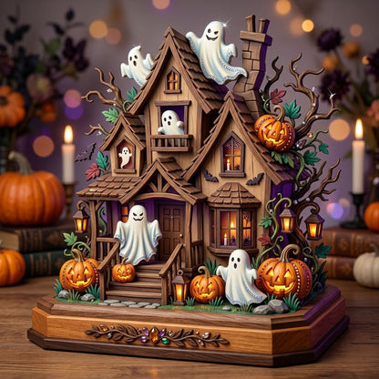 Haunted Halloween Wooden Block 3-Layers GFTONMU2332