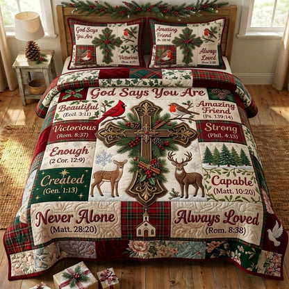 Christmas Floral Bible 3-Piece Quilted Bedding Set GFTONMU2369