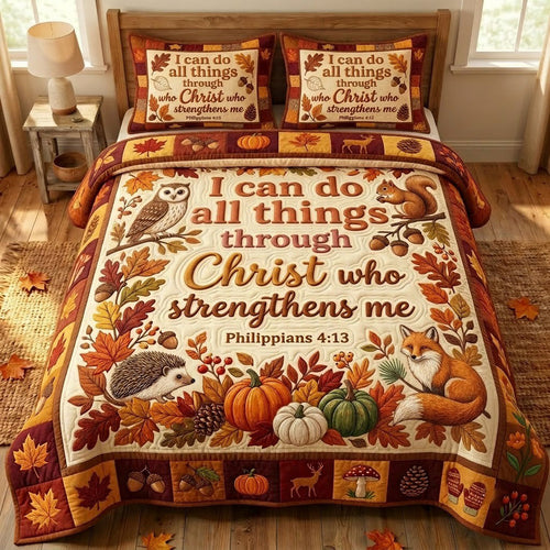 Autumn Floral Bible 3-Piece Quilted Bedding Set GFTONMU2373