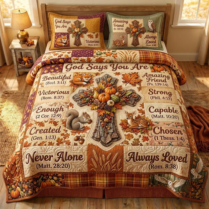 Autumn Floral Bible 3-Piece Quilted Bedding Set GFTONMU2376
