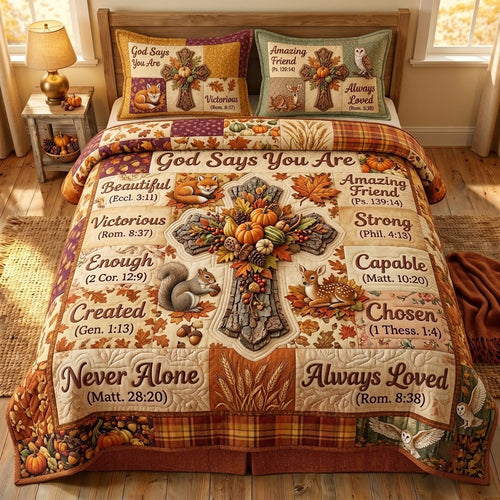 Autumn Floral Bible 3-Piece Quilted Bedding Set GFTONMU2376