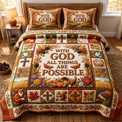 Autumn Floral Bible 3-Piece Quilted Bedding Set GFTONMU2378