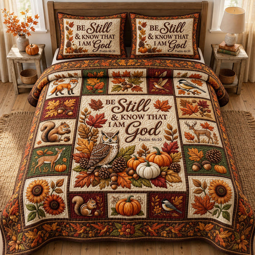 Autumn Floral Bible 3-Piece Quilted Bedding Set GFTONMU2379