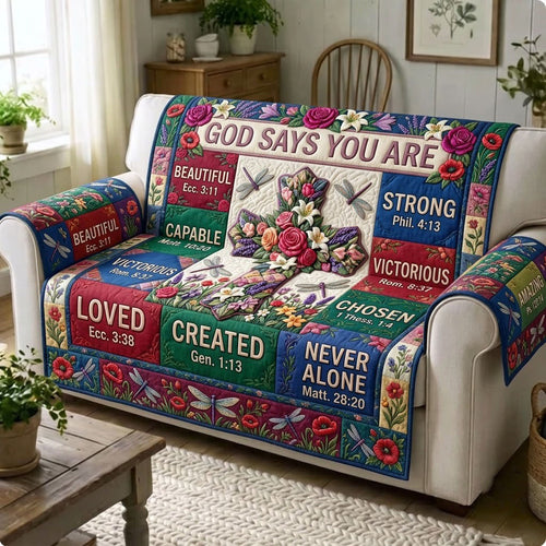 Floral Bible Quilted Sofa Cover GFTONMU2384