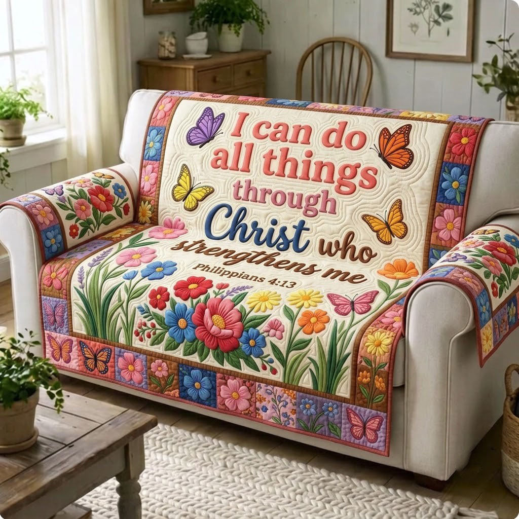 Floral Bible Quilted Sofa Cover GFTONMU2385