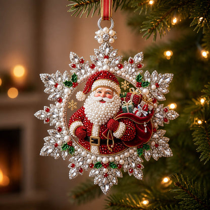 Sparkling Santa Claus Christmas Mica Ornament