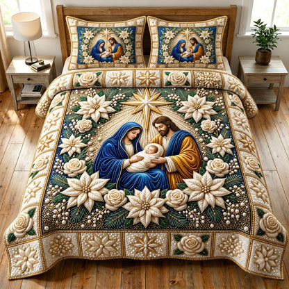 Nativity Scene 3-Piece Quilted Bedding Set GFTONMU2426