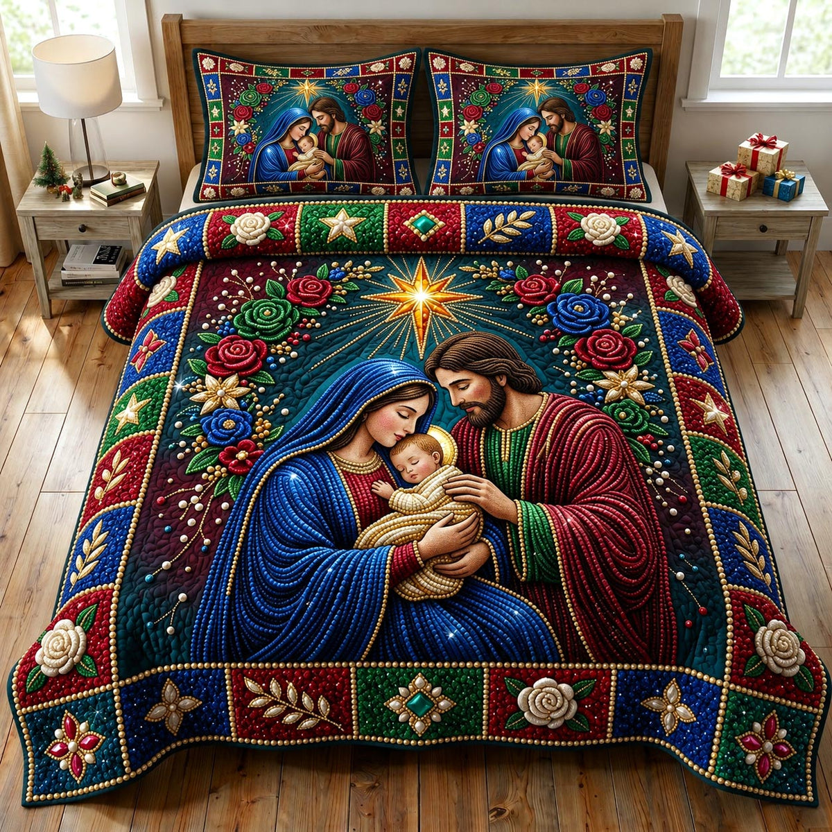 Nativity Scene 3-Piece Quilted Bedding Set GFTONMU2427