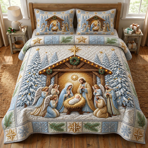 Nativity Scene 3-Piece Quilted Bedding Set GFTONMU2429