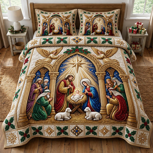 Nativity Scene 3-Piece Quilted Bedding Set GFTONMU2430