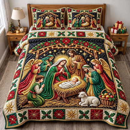 Nativity Scene 3-Piece Quilted Bedding Set GFTONMU2431