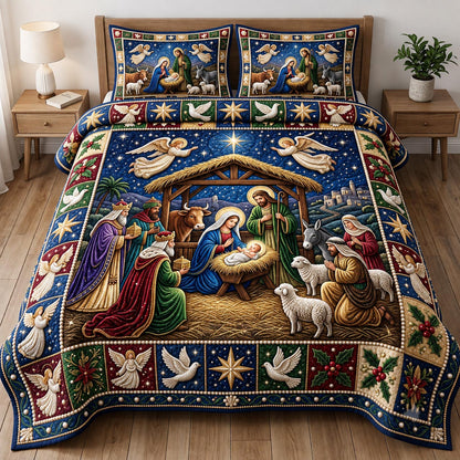 Nativity Scene 3-Piece Quilted Bedding Set GFTONMU2434