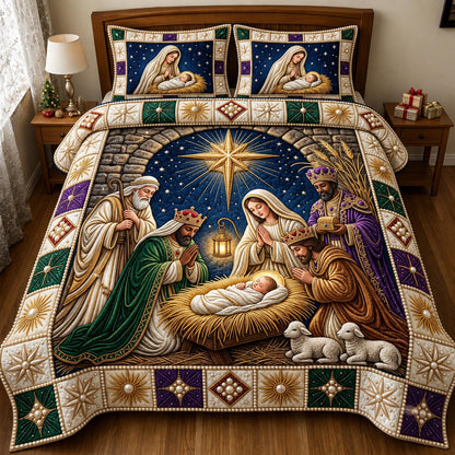 Nativity Scene 3-Piece Quilted Bedding Set GFTONMU2437