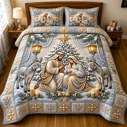 Nativity Scene 3-Piece Quilted Bedding Set GFTONMU2439