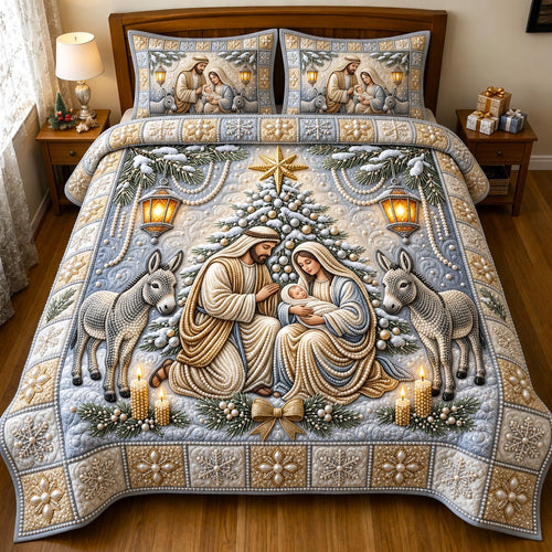 Nativity Scene 3-Piece Quilted Bedding Set GFTONMU2439