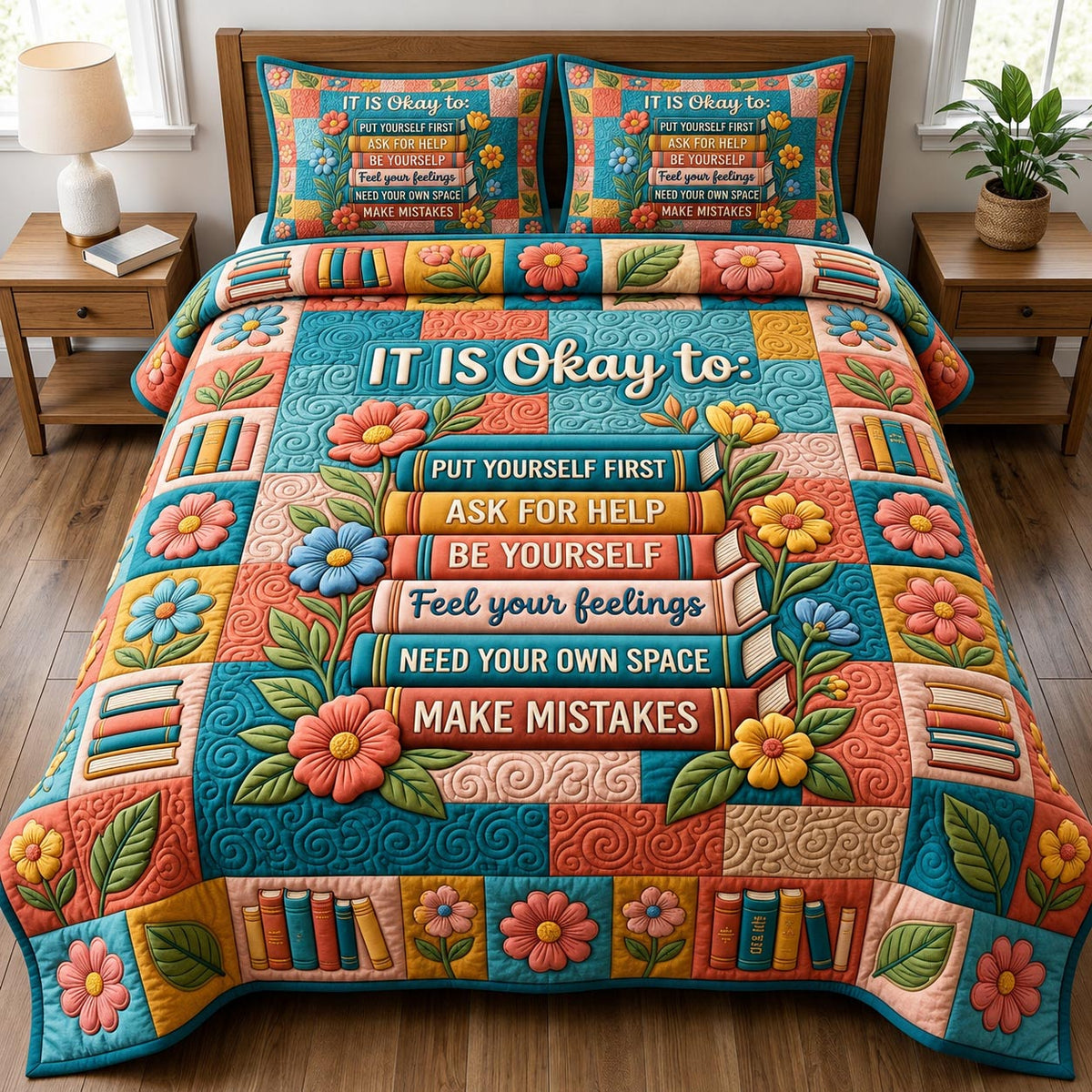 Book Lover 3-Piece Quilted Bedding Set GFTONMU2440