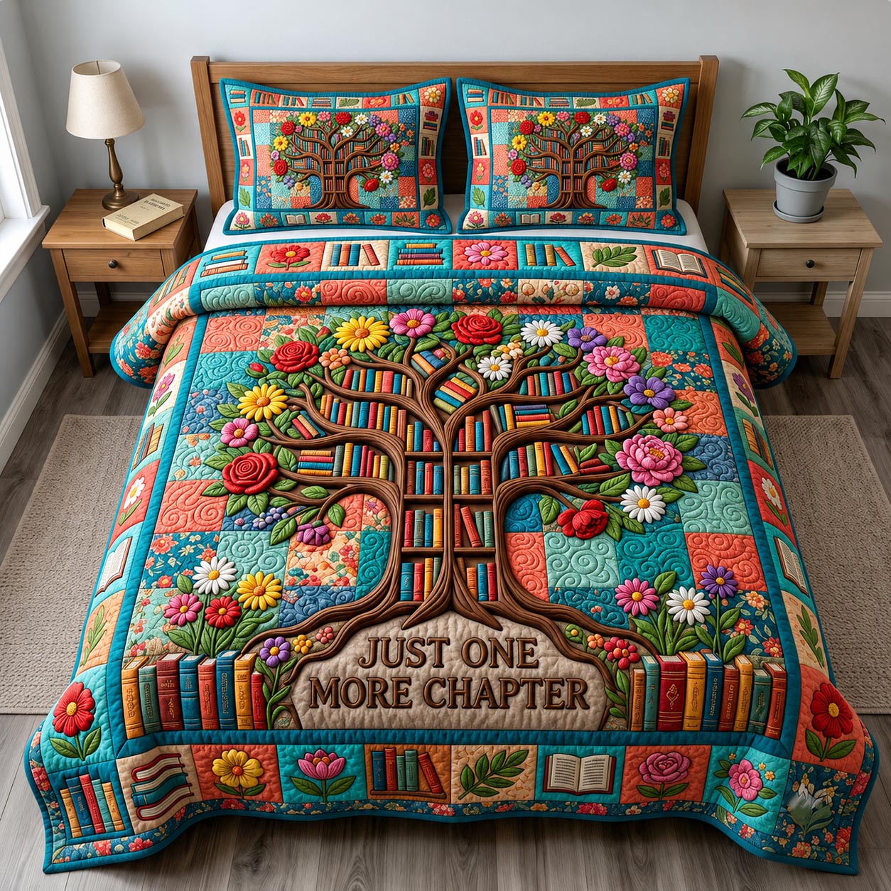 Book Lover 3-Piece Quilted Bedding Set GFTONMU2442