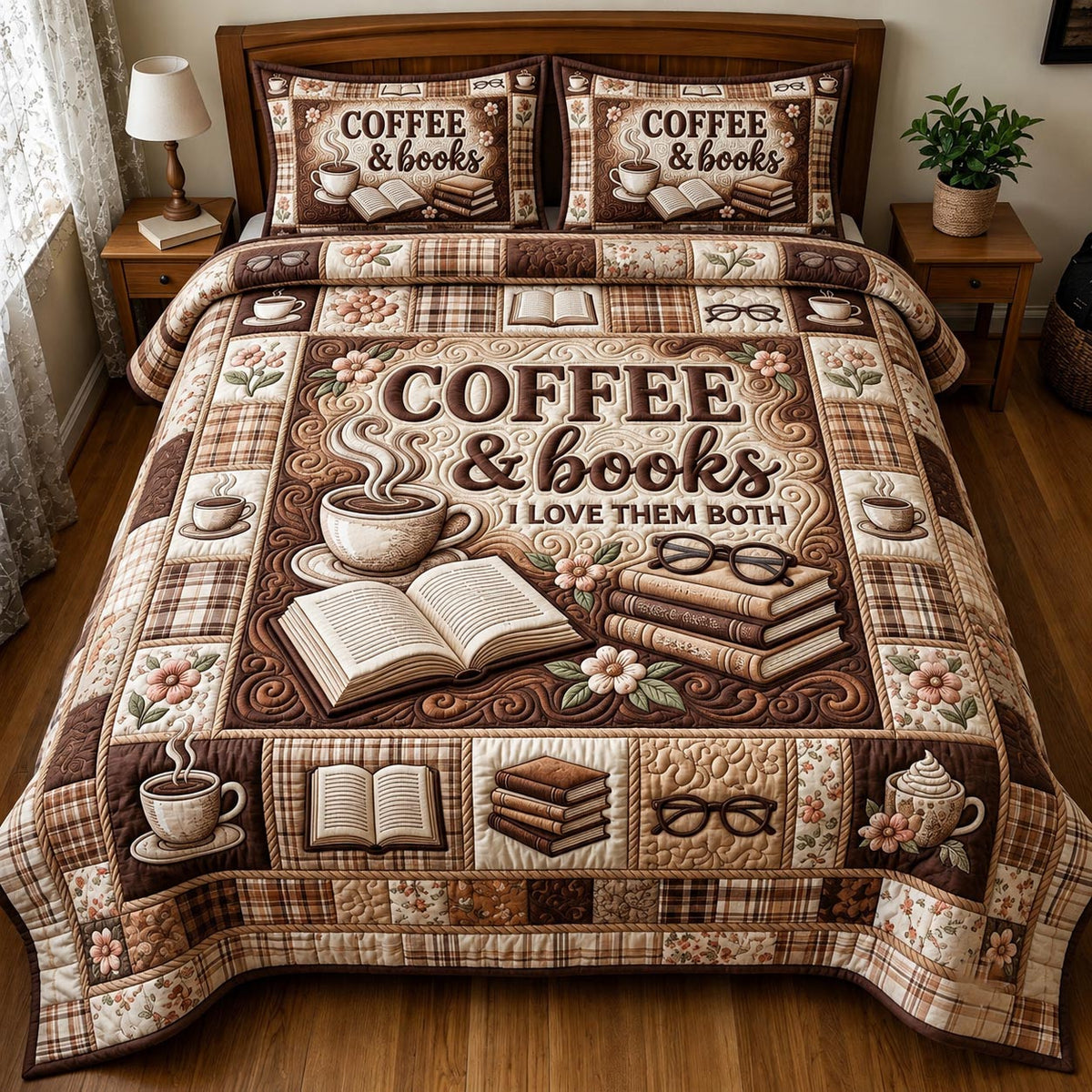 Book Lover 3-Piece Quilted Bedding Set GFTONMU2443