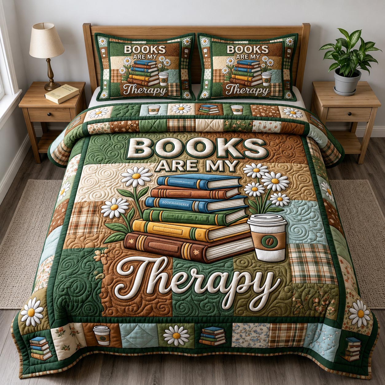 Book Lover 3-Piece Quilted Bedding Set GFTONMU2444