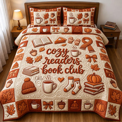 Fall Book Lover 3-Piece Quilted Bedding Set GFTONMU2461