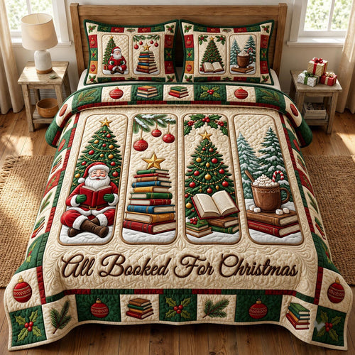 Christmas Book Lover 3-Piece Quilted Bedding Set GFTONMU2468
