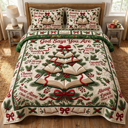Christmas Book Lover 3-Piece Quilted Bedding Set GFTONMU2469