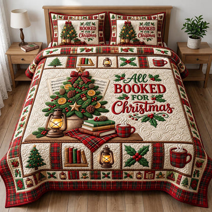 Christmas Book Lover 3-Piece Quilted Bedding Set GFTONMU2474