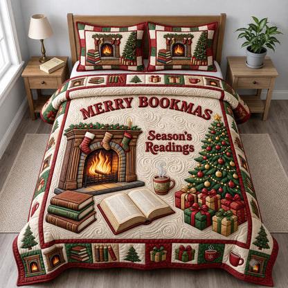 Christmas Book Lover 3-Piece Quilted Bedding Set GFTONMU2476