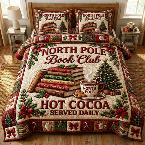 Christmas Book Lover 3-Piece Quilted Bedding Set GFTONMU2477