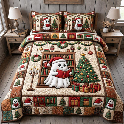 Christmas Book Lover 3-Piece Quilted Bedding Set GFTONMU2478