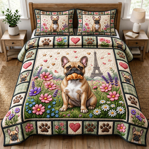 French Bulldog 3-Piece Quilted Bedding Set GFTONMU2494