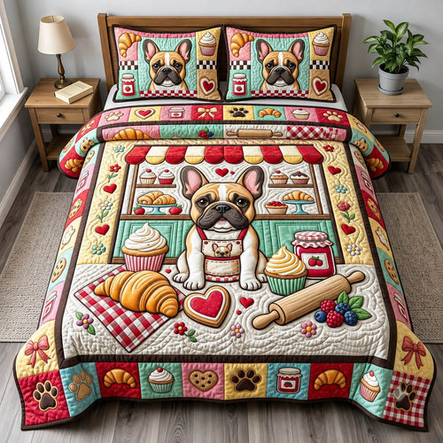 French Bulldog 3-Piece Quilted Bedding Set GFTONMU2498