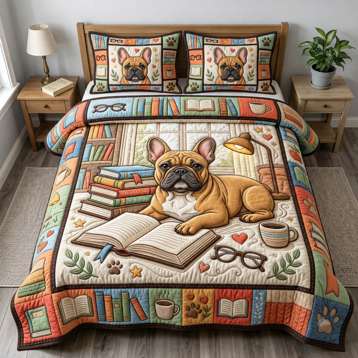 French Bulldog 3-Piece Quilted Bedding Set GFTONMU2500