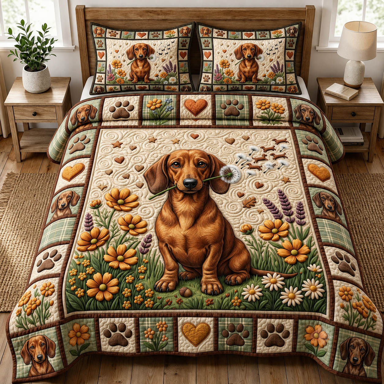 Dog Lover 3-Piece Quilted Bedding Set