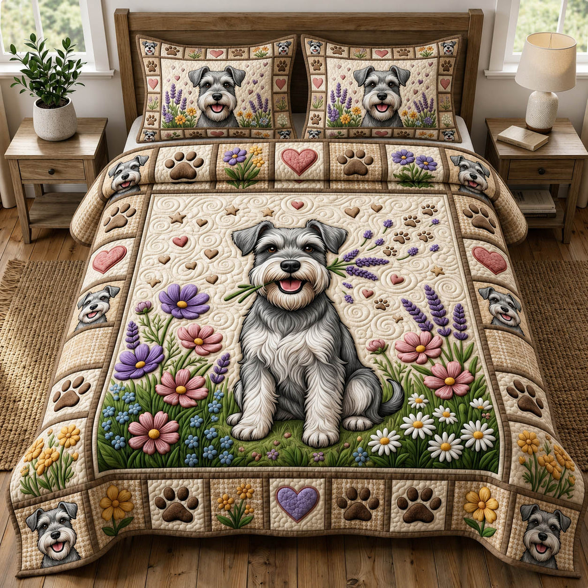 Dog Lover 3-Piece Quilted Bedding Set