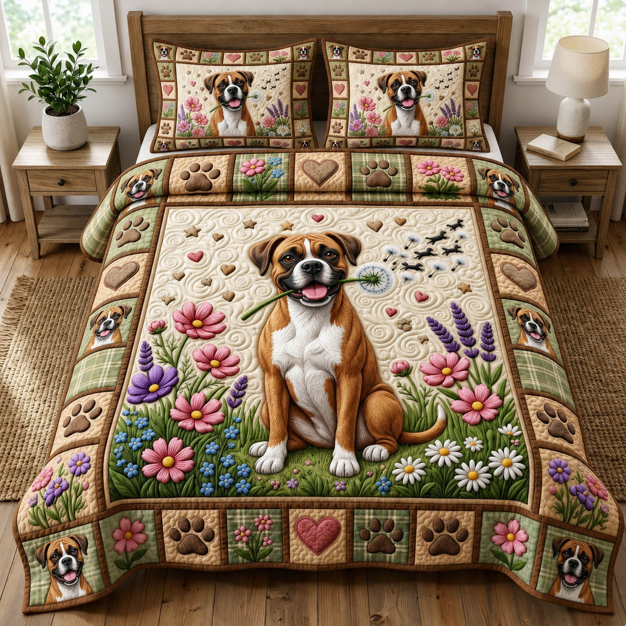 Dog Lover 3-Piece Quilted Bedding Set