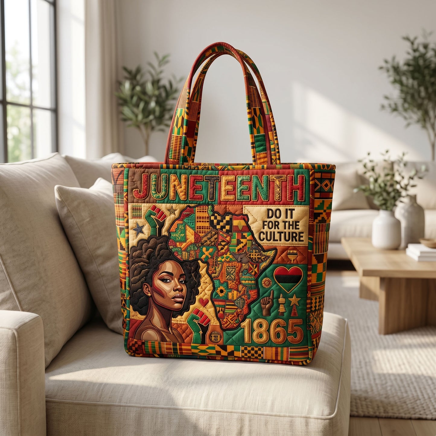 Juneteenth Pride Quilted Tote Bag GFTONMU255