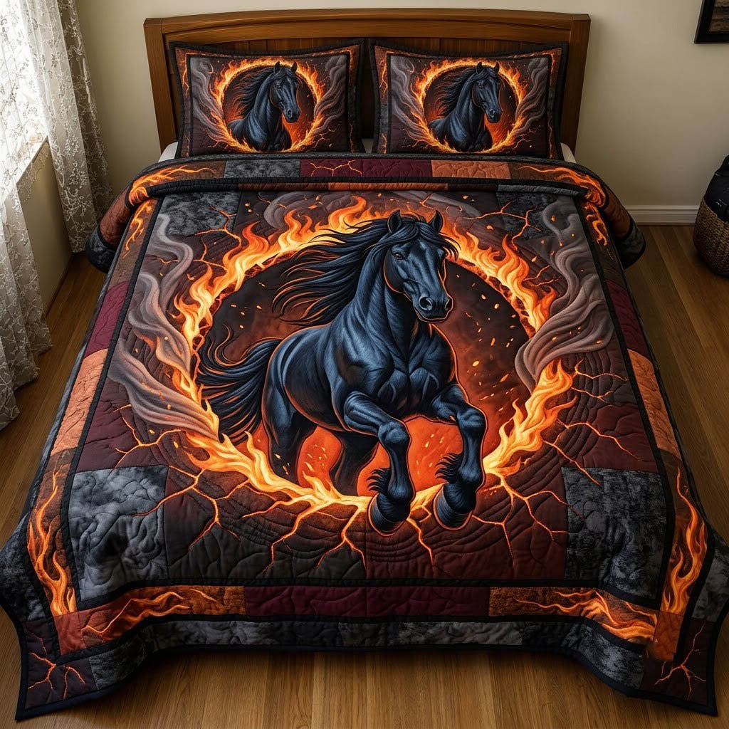 Running Horse 3-Piece Quilted Bedding Set GFTONMU2557