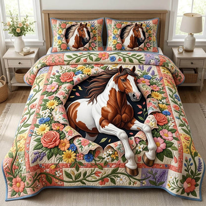 Running Horse 3-Piece Quilted Bedding Set GFTONMU2559